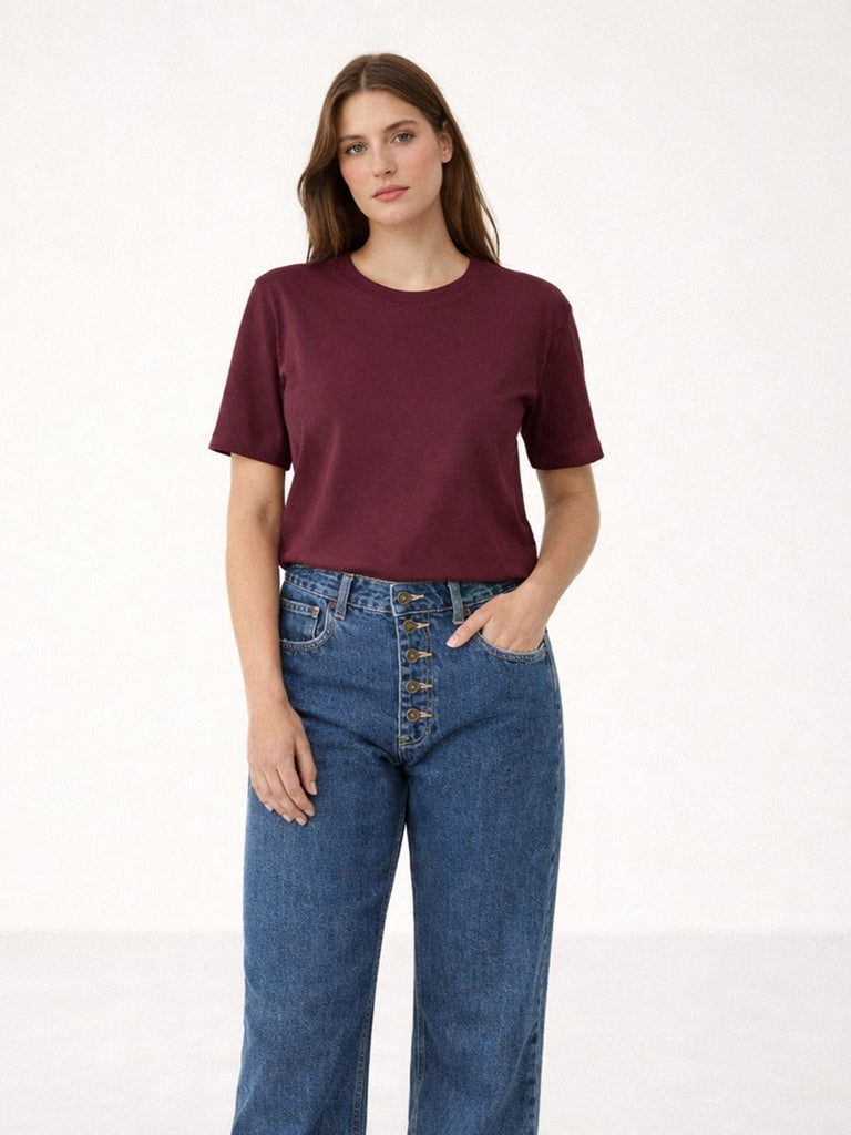 Camiseta Básica Algodão Bordô