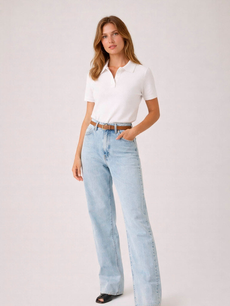 Blusa polo tricot branca
