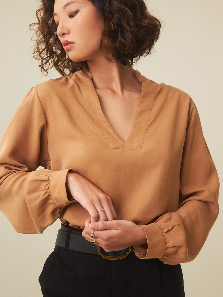 Blusa Clericot Caramelo